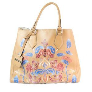 A. Bellucci Brown Genuine Leather Purse with Art and Crossbody Shoulder Strap